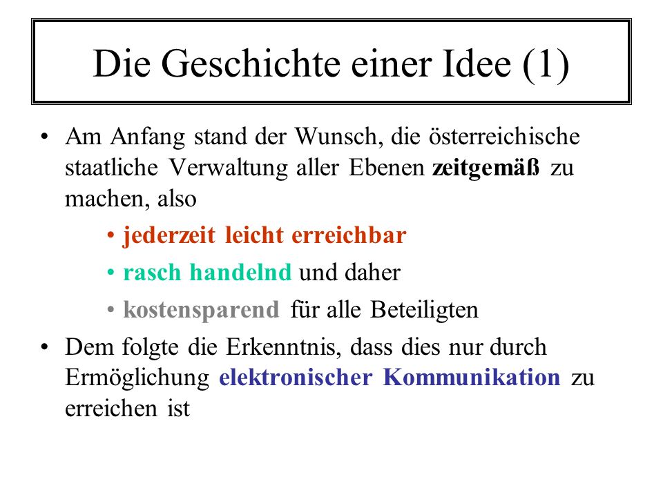 Die Geschichte einer Idee (1)