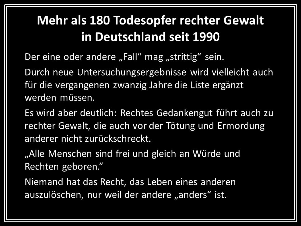 Mehr als 180 Todesopfer rechter Gewalt in Deutschland seit 1990