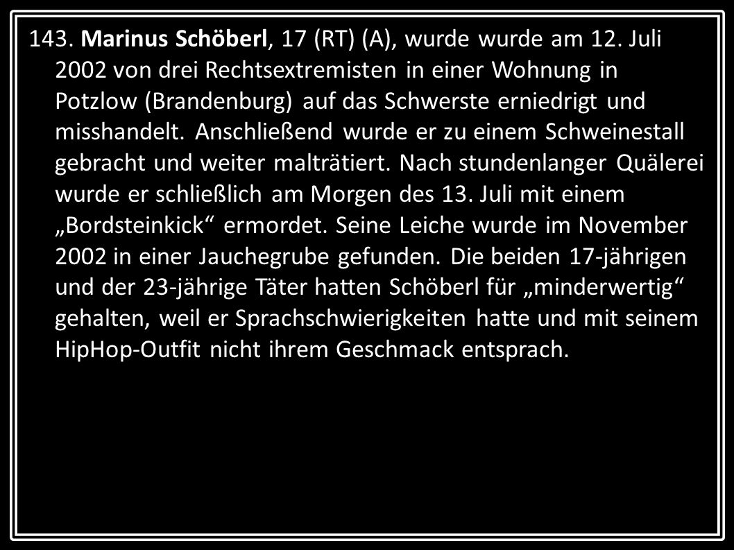 143. Marinus Schöberl, 17 (RT) (A), wurde wurde am 12