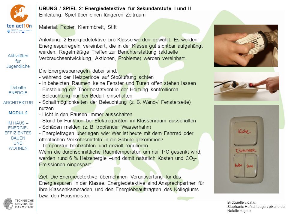 ÜBUNG / SPIEL 2: Energiedetektive für Sekundarstufe I und II