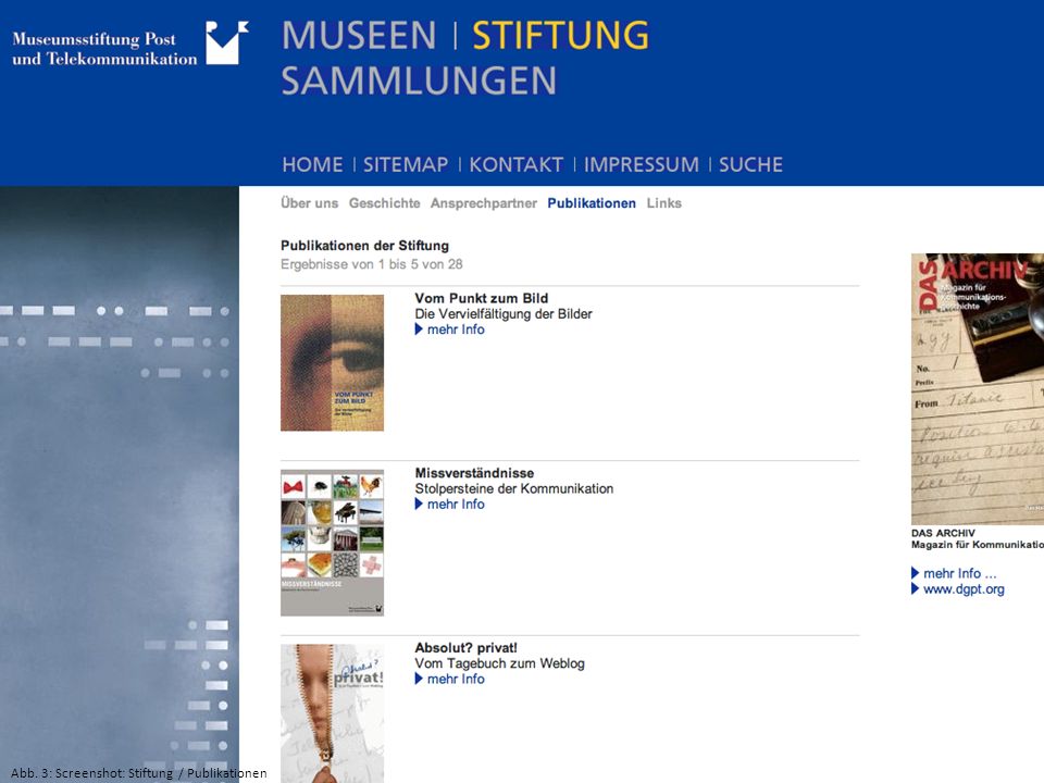 Abb. 3: Screenshot: Stiftung / Publikationen