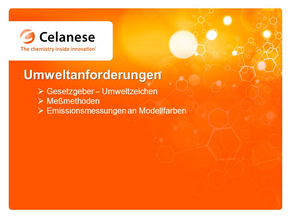 Umweltanforderungen Gesetzgeber – Umweltzeichen Meßmethoden