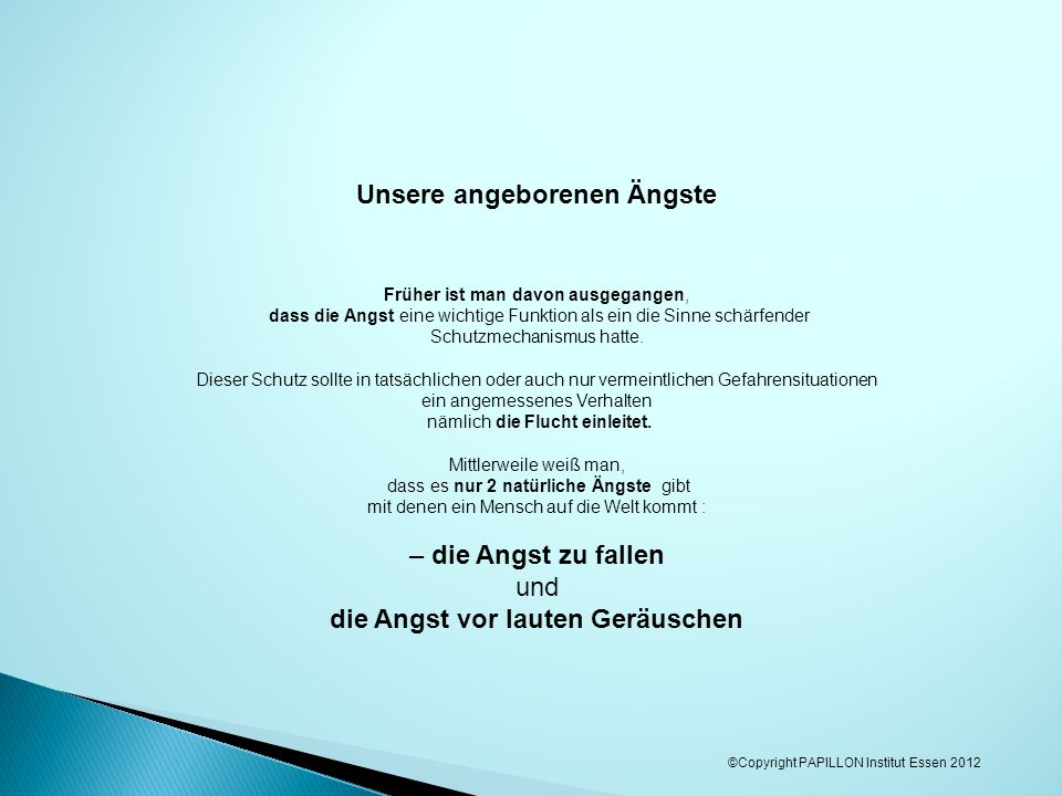 Unsere angeborenen Ängste die Angst vor lauten Geräuschen