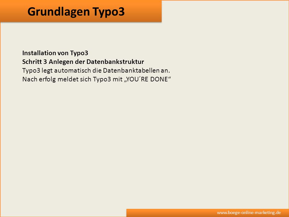 Grundlagen Typo3 Installation von Typo3