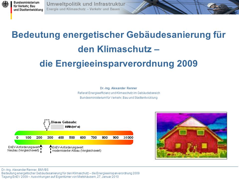 Bedeutung energetischer Gebäudesanierung für den Klimaschutz – die Energieeinsparverordnung 2009 Dr.-Ing.