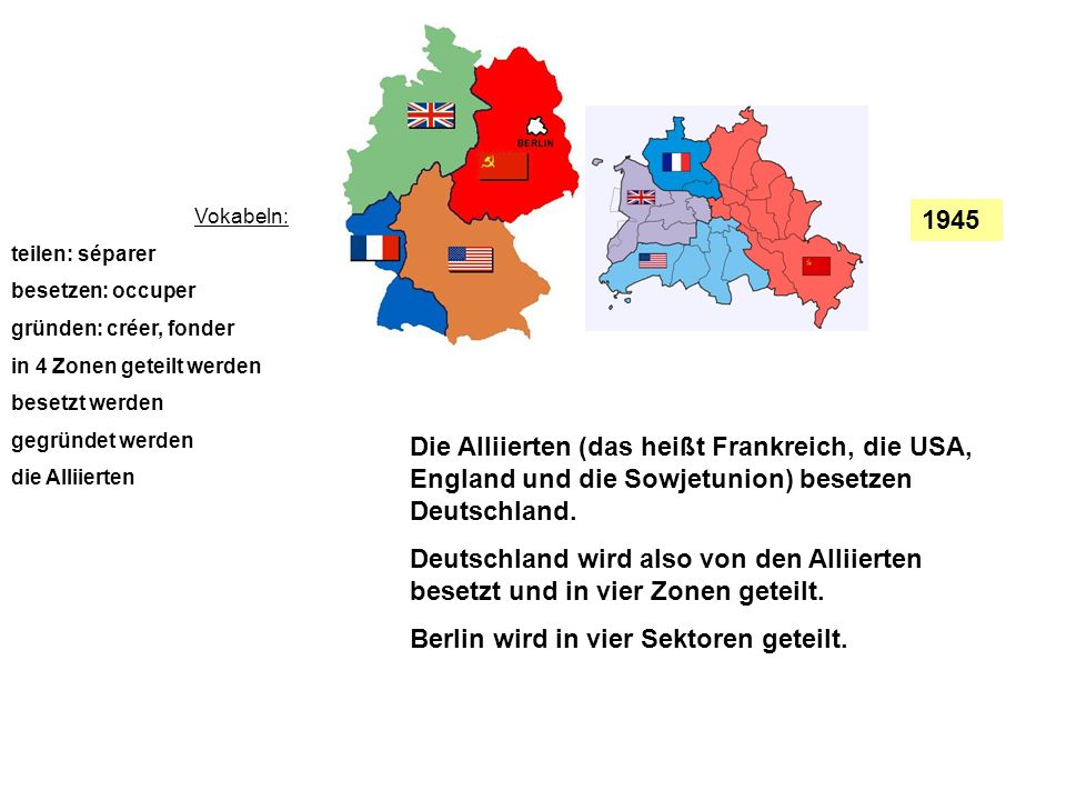 Berlin wird in vier Sektoren geteilt.