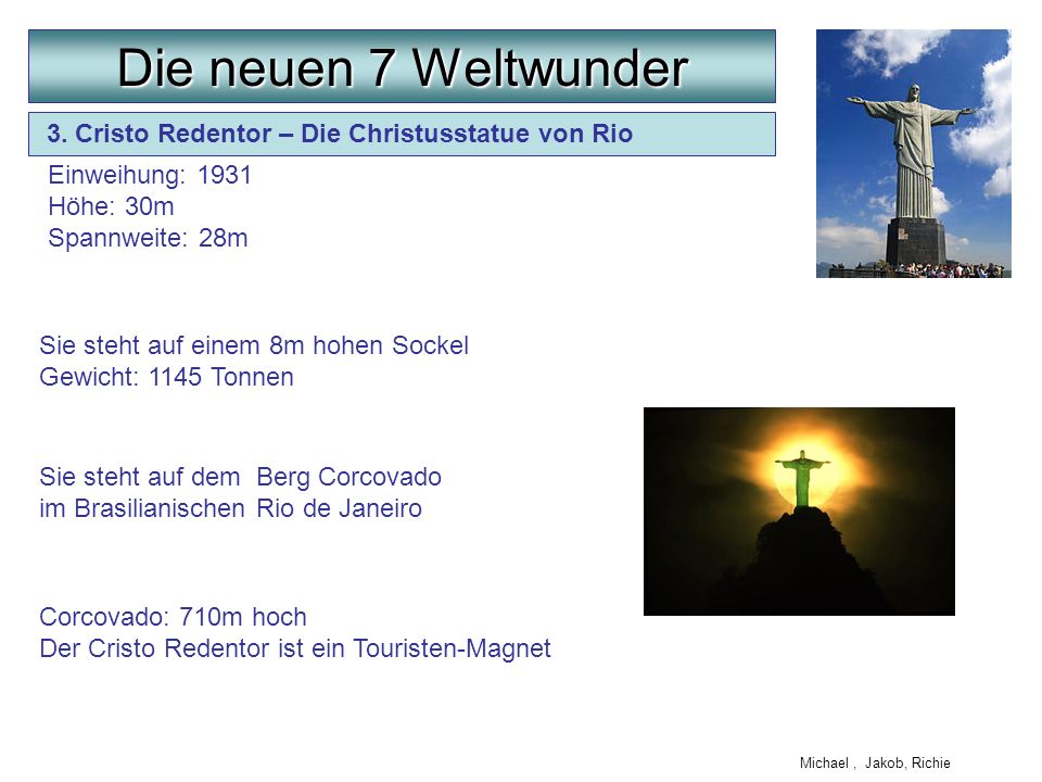 Die neuen 7 Weltwunder 3. Cristo Redentor – Die Christusstatue von Rio
