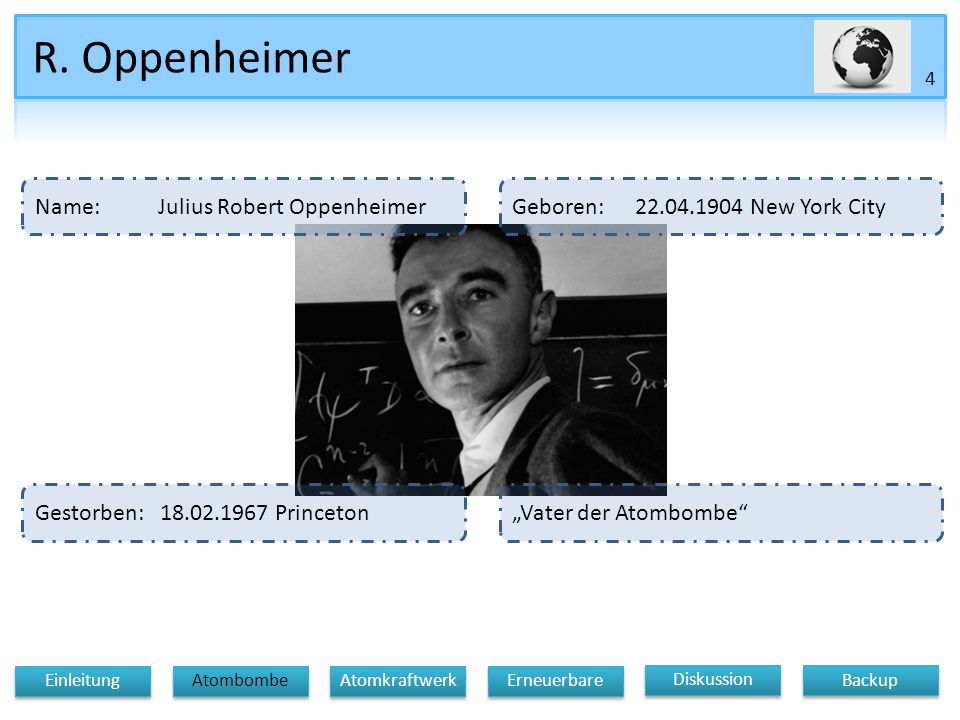 R. Oppenheimer Name: Julius Robert Oppenheimer