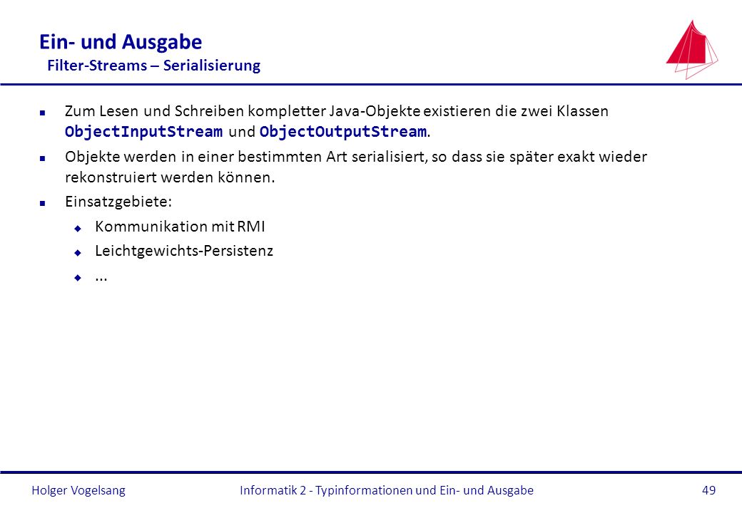 Ein- und Ausgabe Filter-Streams – Serialisierung