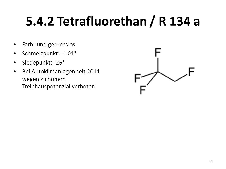 5.4.2 Tetrafluorethan / R 134 a Farb- und geruchslos