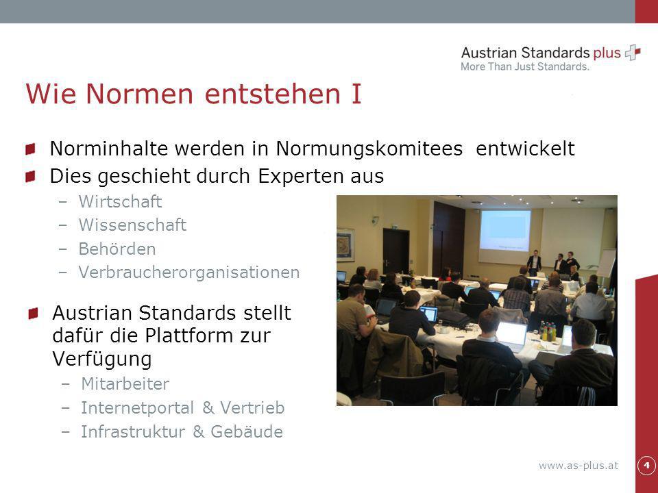 Wie Normen entstehen I Norminhalte werden in Normungskomitees entwickelt. Dies geschieht durch Experten aus.