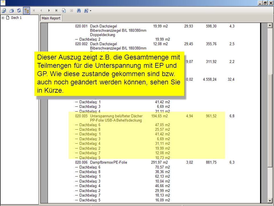 Dieser Auszug zeigt z.B. die Gesamtmenge mit Teilmengen für die Unterspannung mit EP und GP.