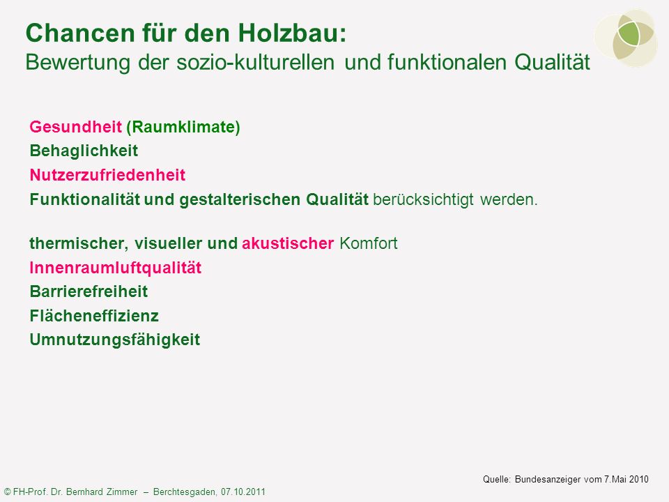 Chancen für den Holzbau: Bewertung der sozio-kulturellen und funktionalen Qualität