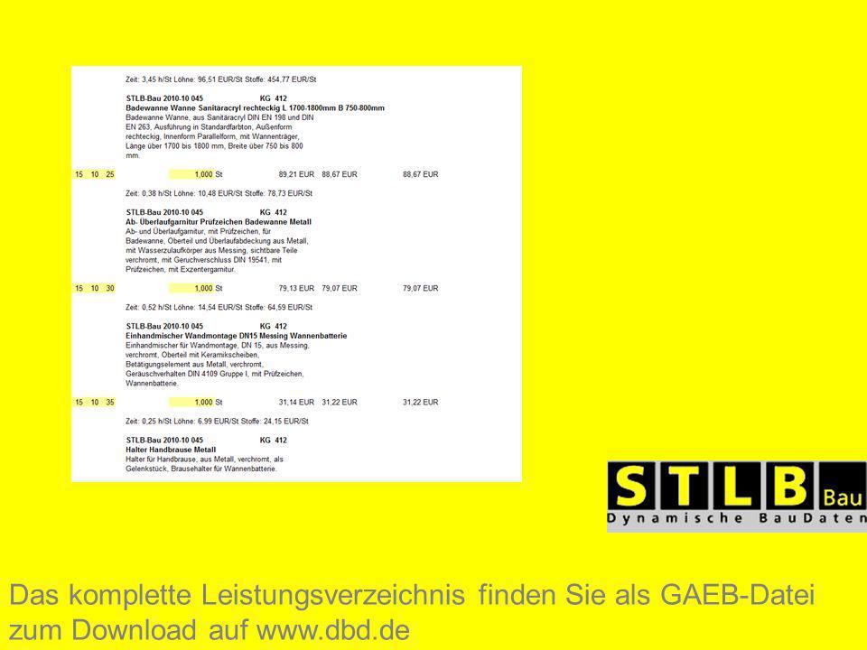 Das komplette Leistungsverzeichnis finden Sie als GAEB-Datei zum Download auf