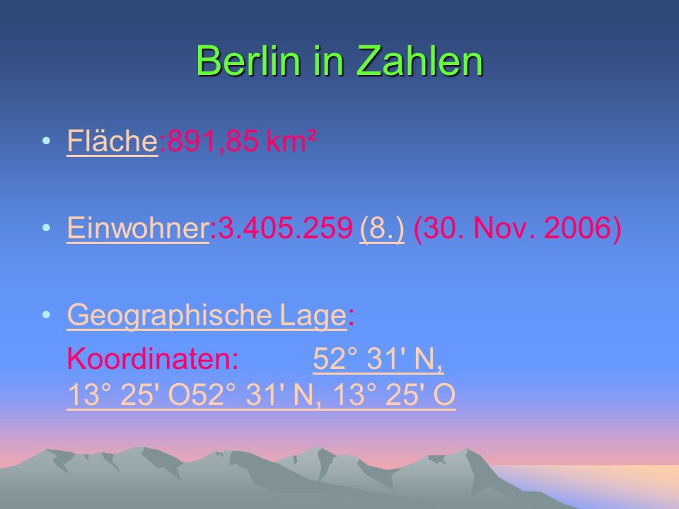 Berlin in Zahlen Fläche:891,85 km²
