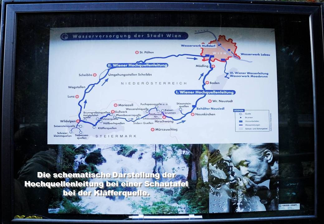 Die schematische Darstellung der Hochquellenleitung bei einer Schautafel bei der Kläfferquelle.