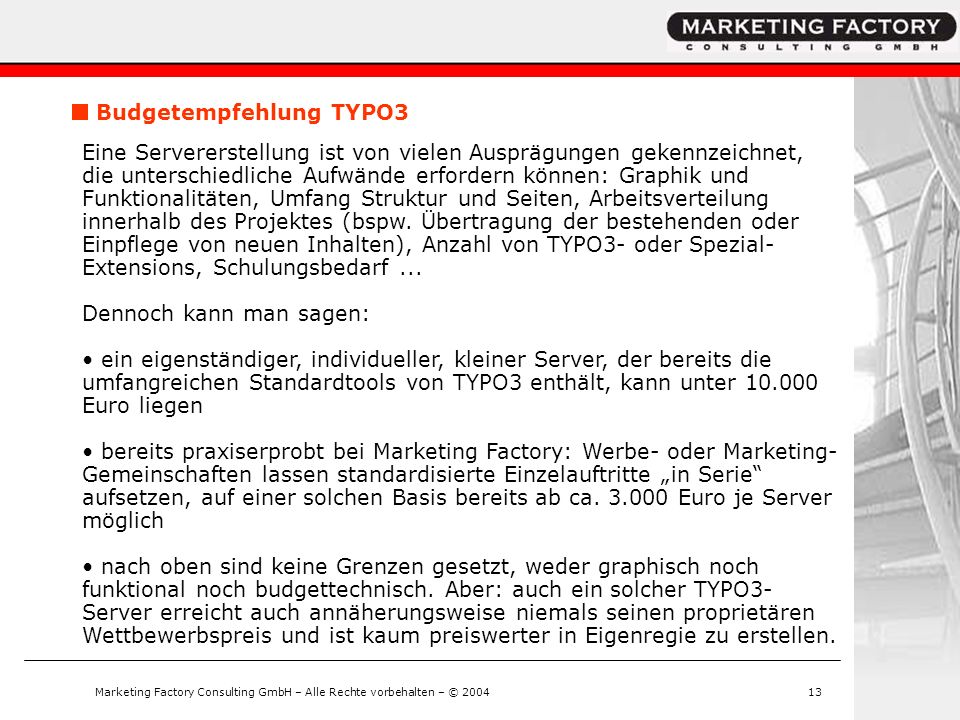 Marketing Factory Consulting GmbH – Alle Rechte vorbehalten – © 2004