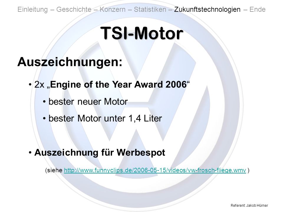 TSI-Motor Auszeichnungen: 2x „Engine of the Year Award 2006
