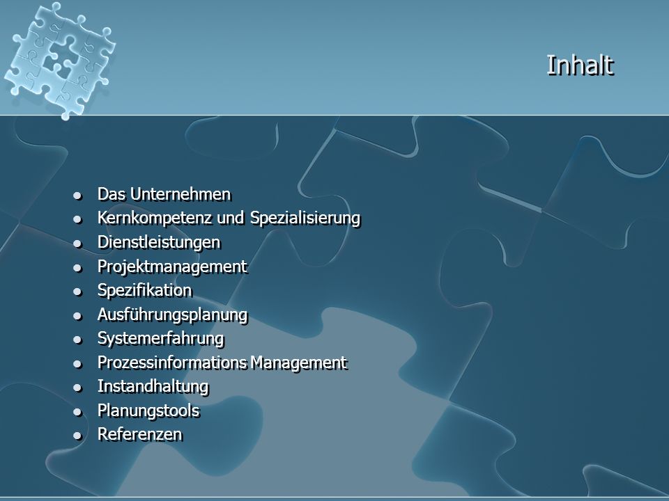 Inhalt Das Unternehmen Kernkompetenz und Spezialisierung