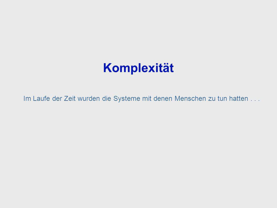 Systems Complexity Komplexität t. Im Laufe der Zeit wurden die Systeme mit denen Menschen zu tun hatten