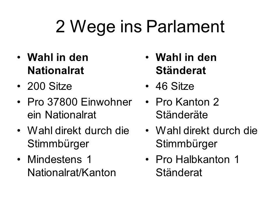 2 Wege ins Parlament Wahl in den Nationalrat 200 Sitze