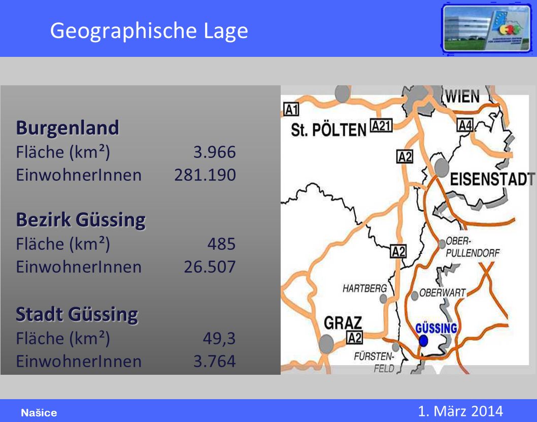 Geographische Lage Burgenland Bezirk Güssing Stadt Güssing