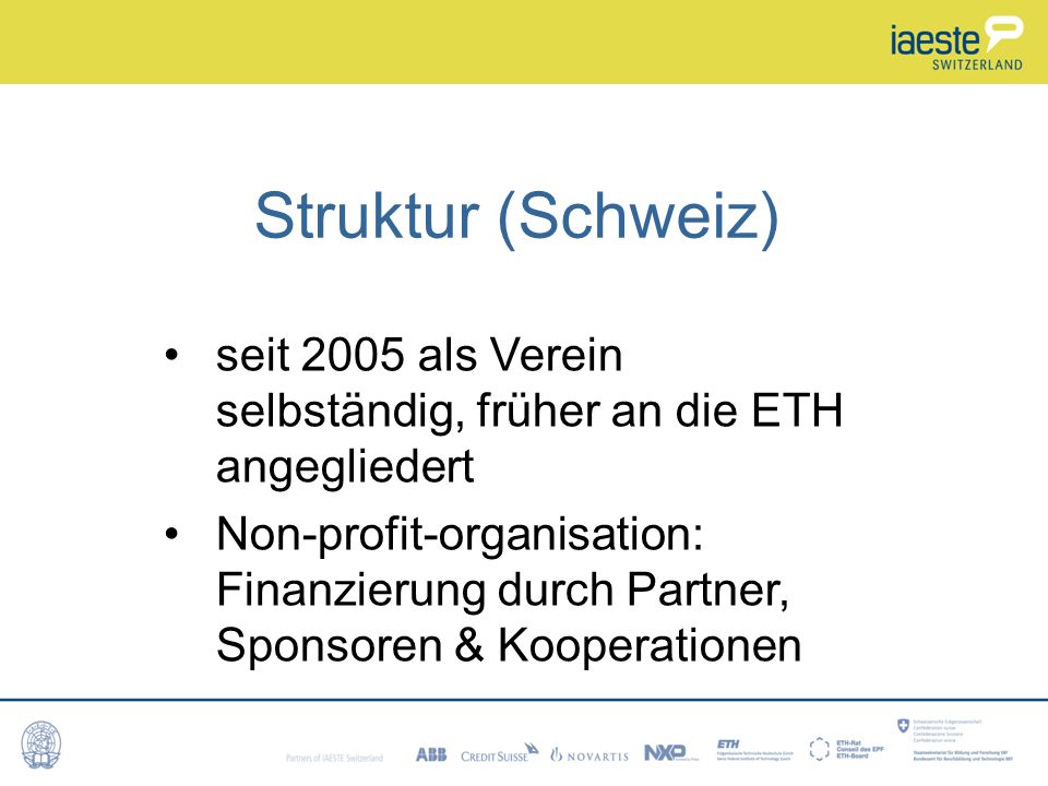Struktur (Schweiz) seit 2005 als Verein selbständig, früher an die ETH angegliedert.