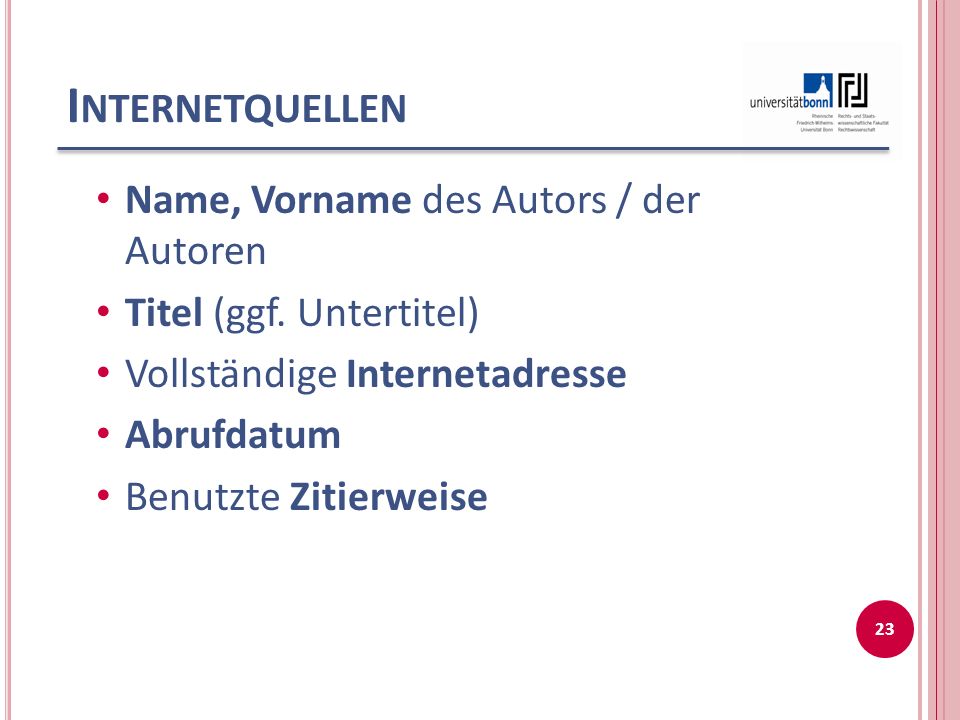 Internetquellen Name, Vorname des Autors / der Autoren