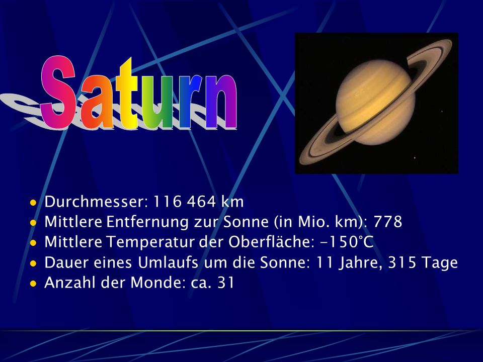 Saturn Durchmesser: km