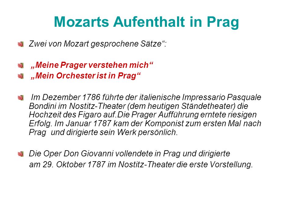 Mozarts Aufenthalt in Prag