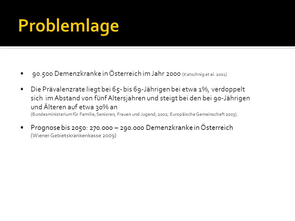 Problemlage Demenzkranke in Österreich im Jahr 2000 (Katschnig et al. 2001)