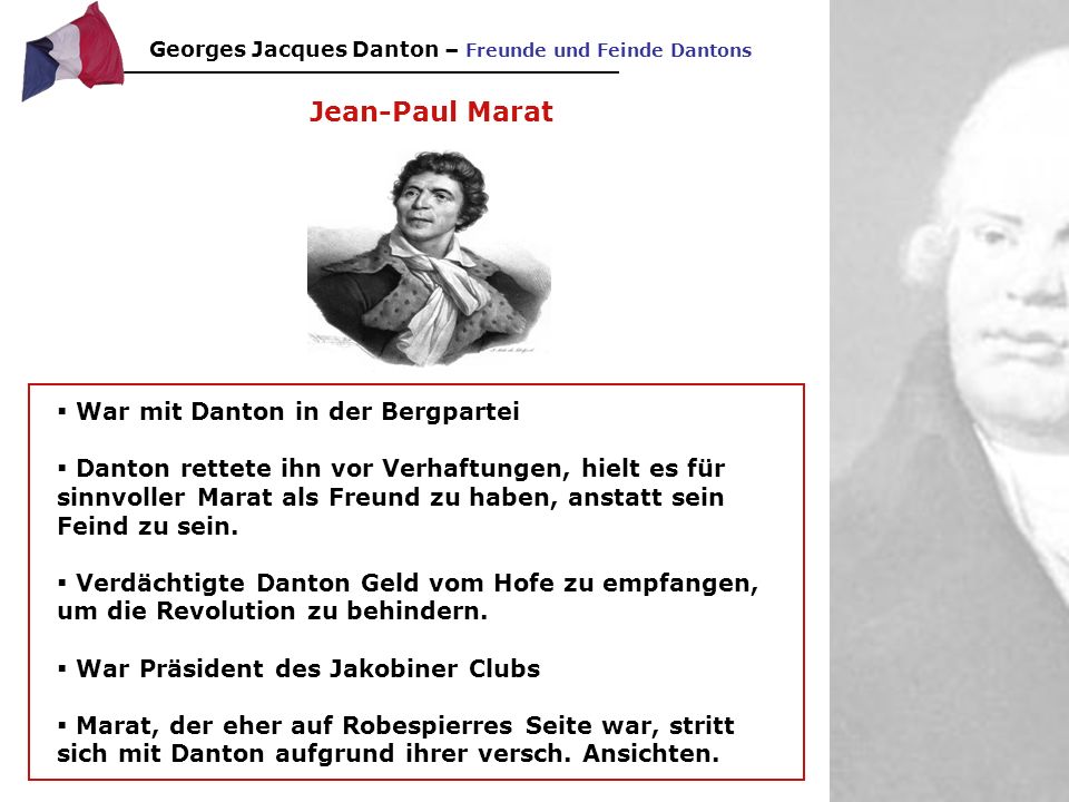 Jean-Paul Marat War mit Danton in der Bergpartei