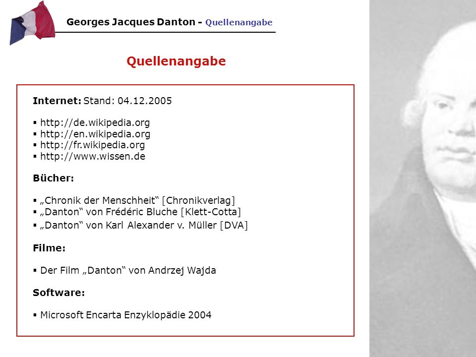 Quellenangabe Georges Jacques Danton - Quellenangabe