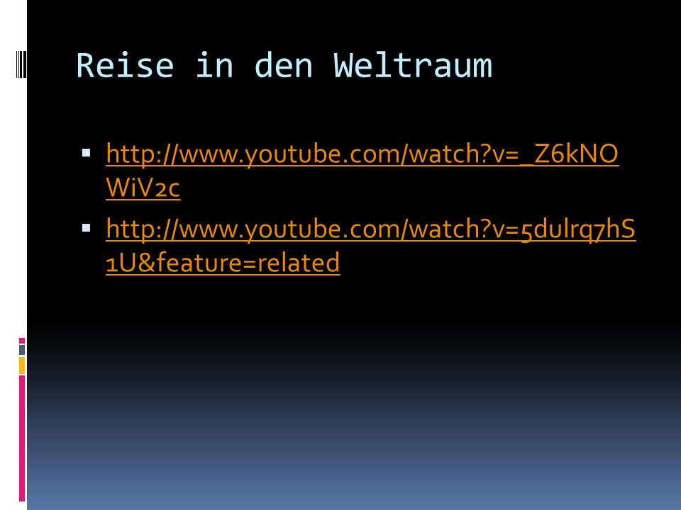 Reise in den Weltraum   v=_Z6kNO WiV2c