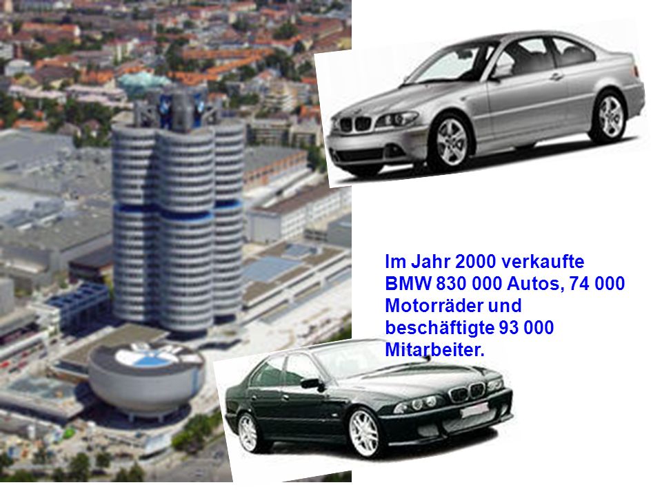 Im Jahr 2000 verkaufte BMW Autos, Motorräder und beschäftigte Mitarbeiter.