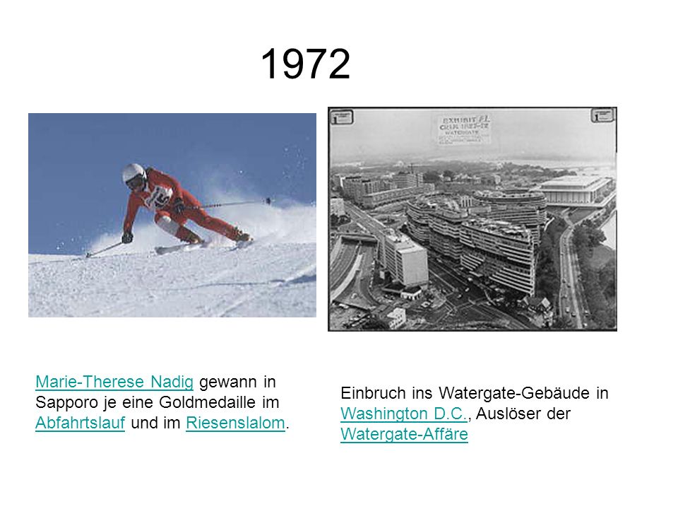 1972 Marie-Therese Nadig gewann in Sapporo je eine Goldmedaille im Abfahrtslauf und im Riesenslalom.