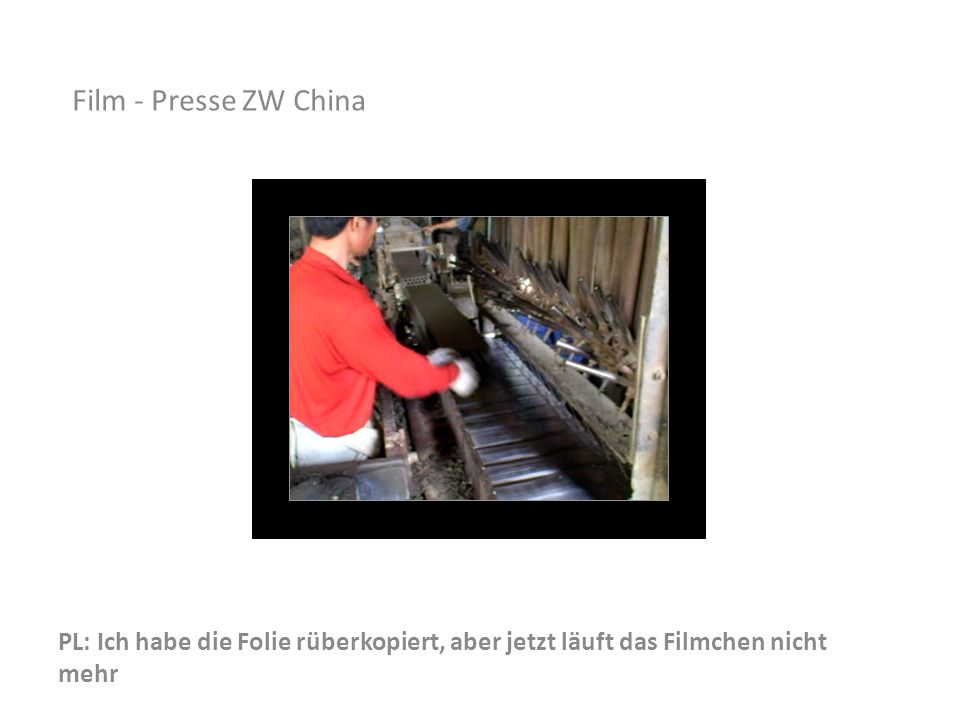 Film - Presse ZW China Auf diesem kleinen Film sehen wir die Presse, das Abschneiden der Ziegel und den Transport zum Trocknen.