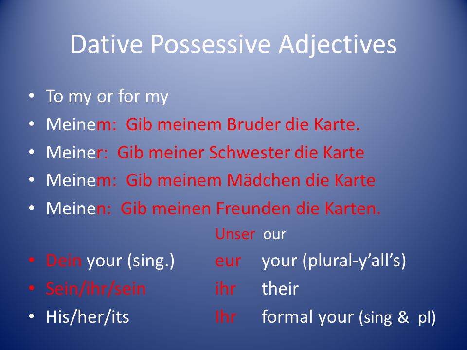 Dative Possessive Adjectives