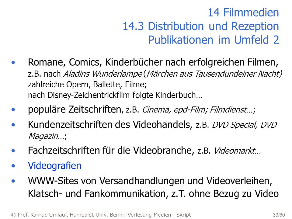 14 Filmmedien 14.3 Distribution und Rezeption Publikationen im Umfeld 2