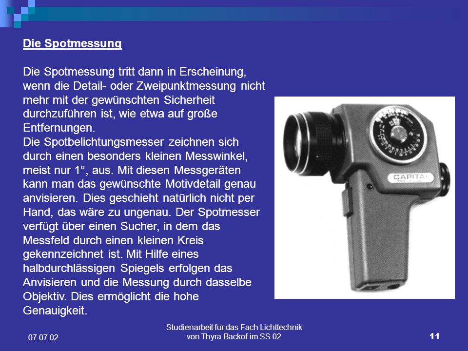Studienarbeit für das Fach Lichttechnik von Thyra Backof im SS 02