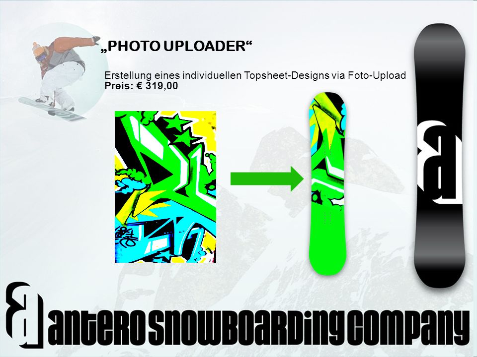 „PHOTO UPLOADER Erstellung eines individuellen Topsheet-Designs via Foto-Upload Preis: € 319,00