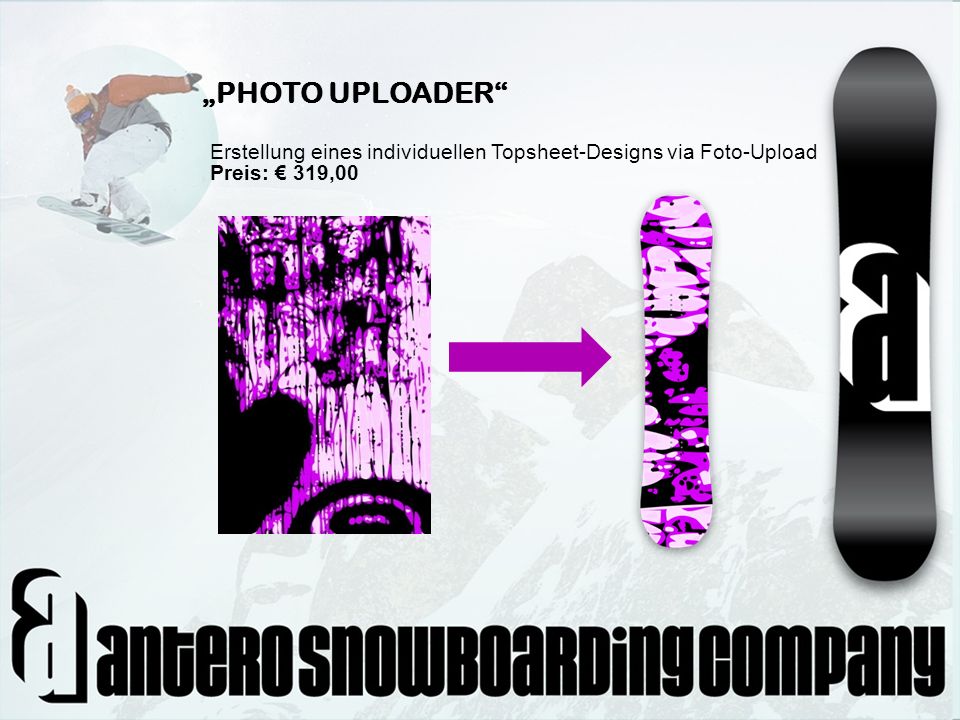 „PHOTO UPLOADER Erstellung eines individuellen Topsheet-Designs via Foto-Upload Preis: € 319,00