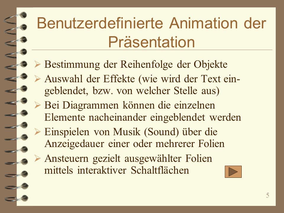 Benutzerdefinierte Animation der Präsentation