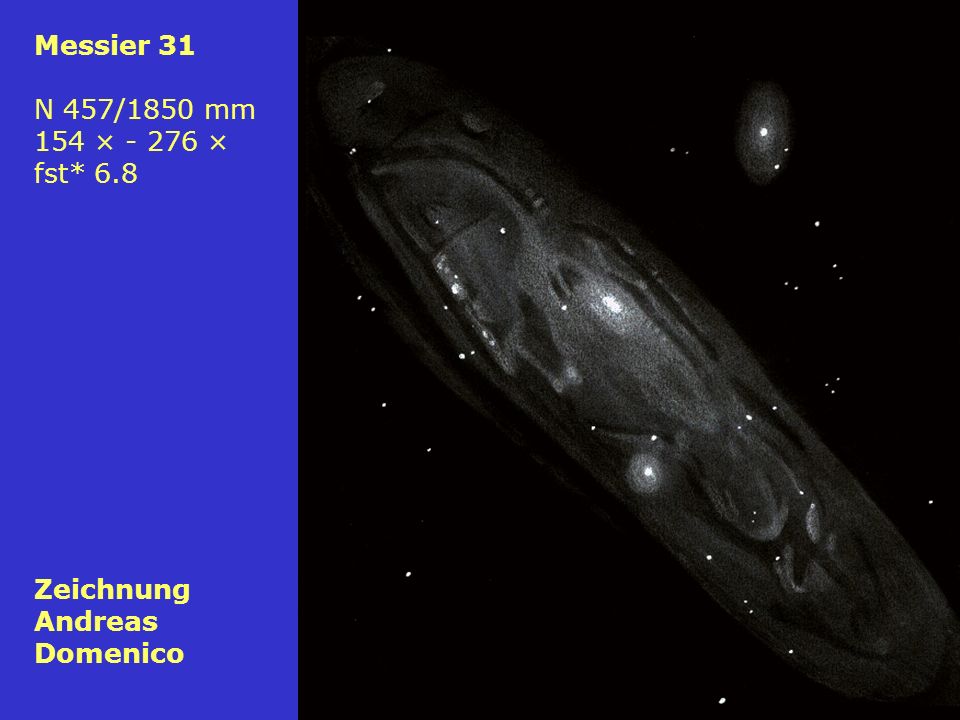 Messier 31 N 457/1850 mm 154 × × fst* 6.8 Zeichnung Andreas Domenico