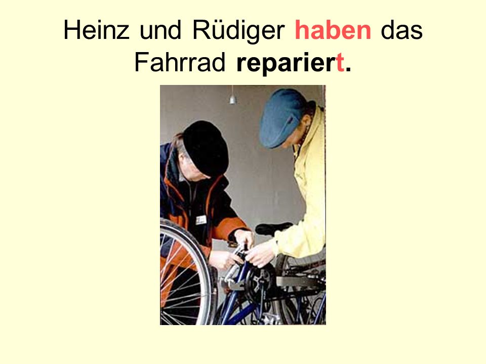 Heinz und Rüdiger haben das Fahrrad repariert.