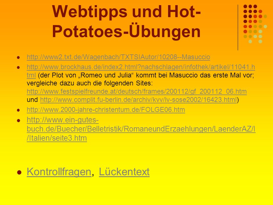 Webtipps und Hot-Potatoes-Übungen