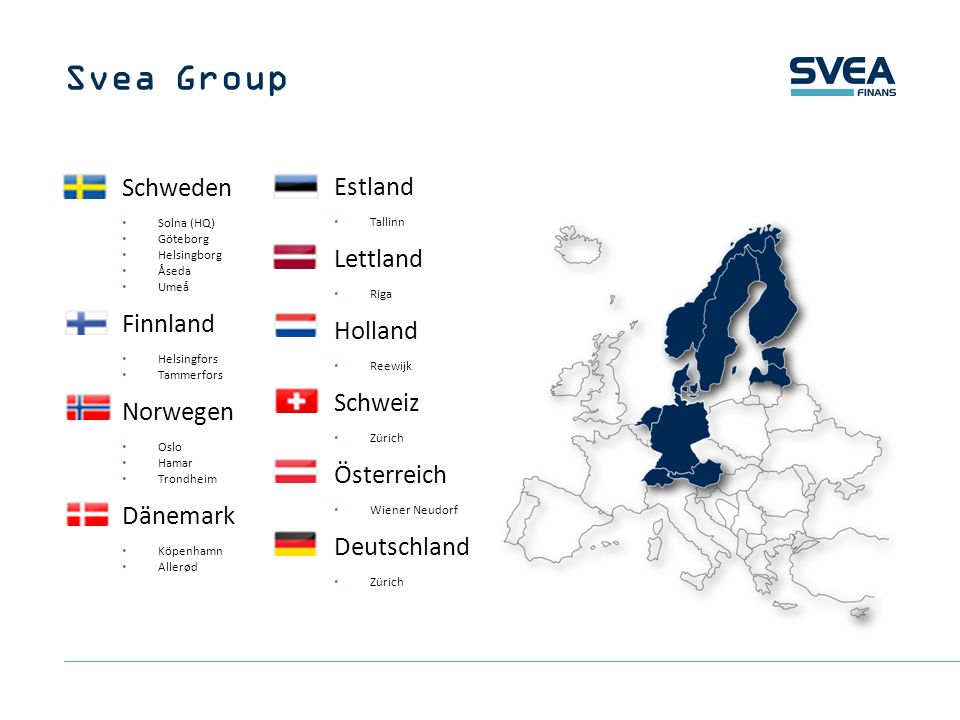 Svea Group Schweden Estland Lettland Finnland Holland Schweiz Norwegen