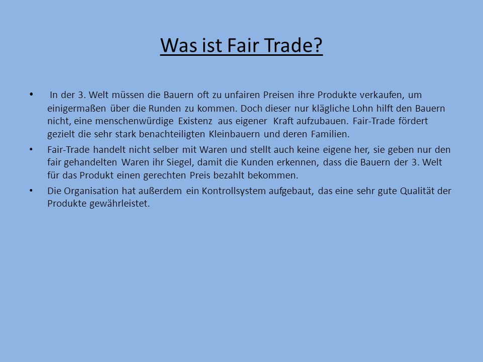 Was ist Fair Trade