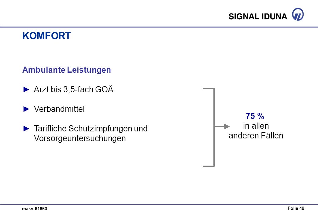 KOMFORT 100% bei Ambulante Leistungen ► Arzt bis 3,5-fach GOÄ