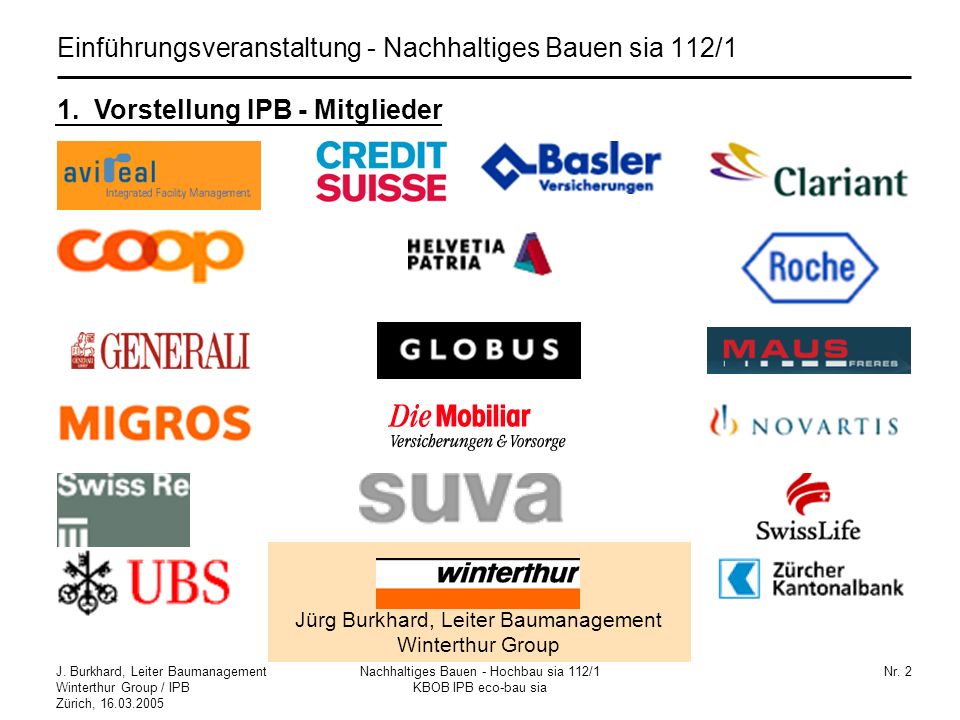Einführungsveranstaltung - Nachhaltiges Bauen sia 112/1